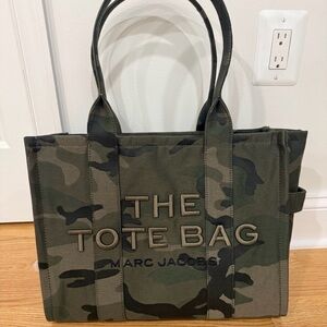 Marc Jacobs Camouflage Canvas Tote in Olive & Black